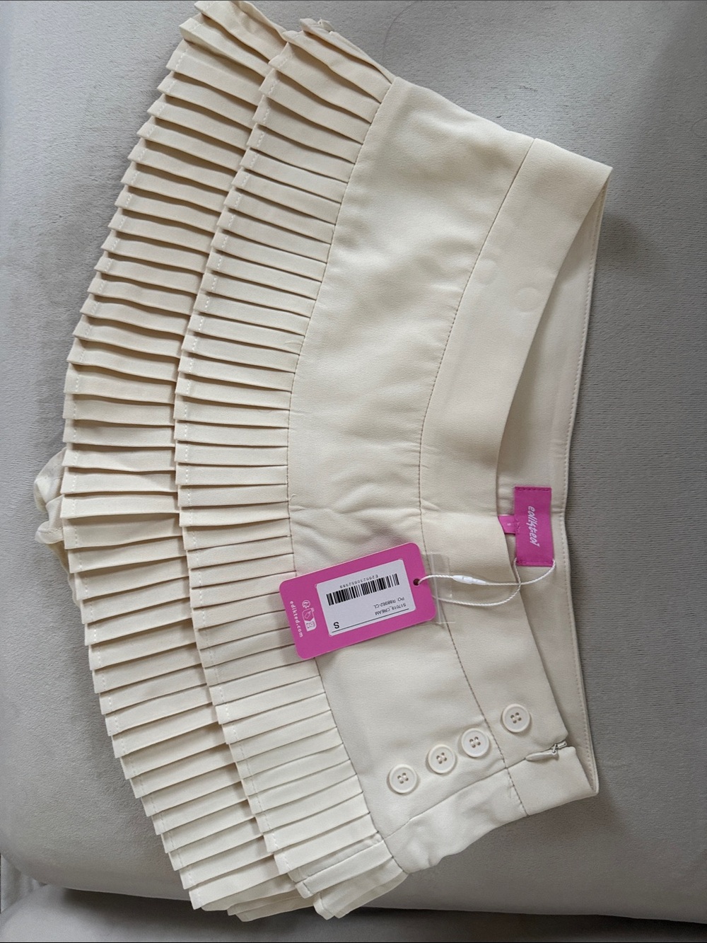 Edikted Cream Pleated Kids Skirt